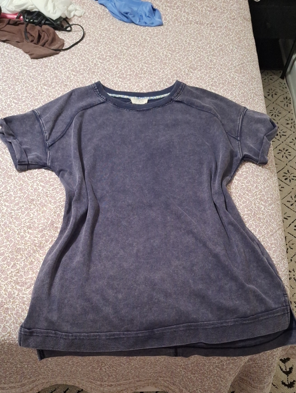 Womens Acid Washed Blue Sweatshirt Tunic Dress